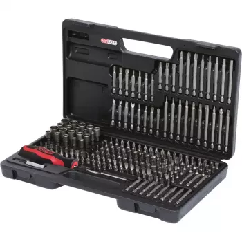 KS Tools 911.2008 Skrūvgriežu uzgaļu komplekts 208 gab., niķelēti, DIN 3126 ISO 1173