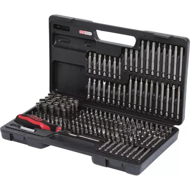 KS Tools 911.2008 Skrūvgriežu uzgaļu komplekts 208 gab., niķelēti, DIN 3126 ISO 1173