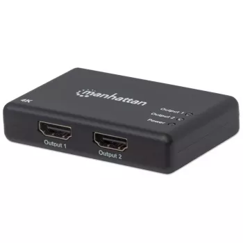 Manhattan HDMI Sadalītājs 2 Porti, 4K@30Hz, 1 HDMI avots uz 2 displejiem, barošana no tīkla, melns