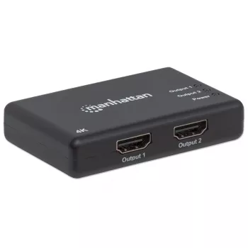 Manhattan HDMI Sadalītājs 2 Porti, 4K@30Hz, 1 HDMI avots uz 2 displejiem, barošana no tīkla, melns