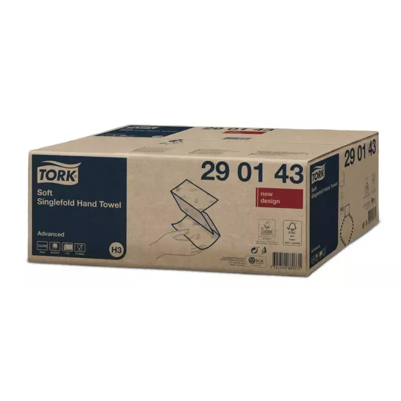 Papīra dvieļi Tork 290143 250 loksnes balti