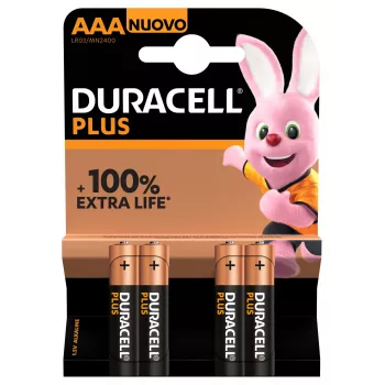 Duracell Plus 100 AAA sārma baterijas (4 gab.)