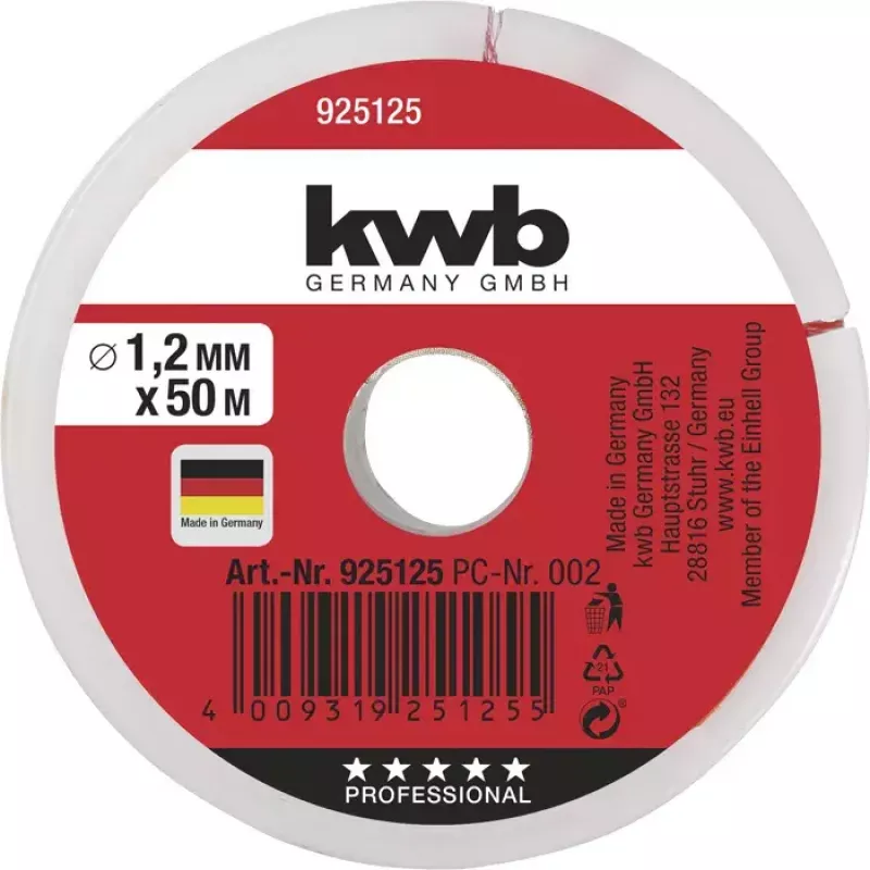 Virve KWB 925125 50 m Neilona Sarkana 1.2 mm