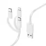 Hama 3-in-1 Universālais Lādēšanas Kabelis, USB-A - Micro-USB, USB-C un Lightning, 1,0 m, Balts