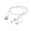 Hama 3-in-1 Universālais Lādēšanas Kabelis, USB-A - Micro-USB, USB-C un Lightning, 1,0 m, Balts