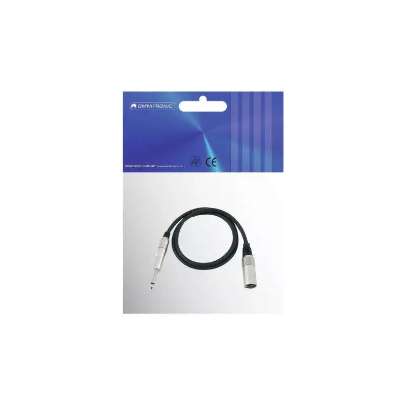 Audio kabelis Omnitronic 3022519A 0,9m XLR 6,35mm Melns