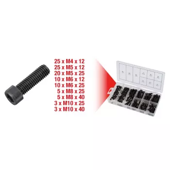 Skrūvju komplekts KS Tools 970.0390, 106 gab., DIN 912