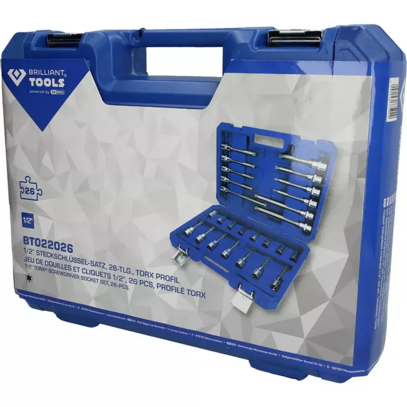 Brilliant Tools BT022026 uzgriežņu atslēgu komplekts, 26 daļas, 1/2 inch (12,5 mm), XZN