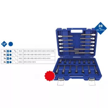 Brilliant Tools BT022026 uzgriežņu atslēgu komplekts, 26 daļas, 1/2 inch (12,5 mm), XZN