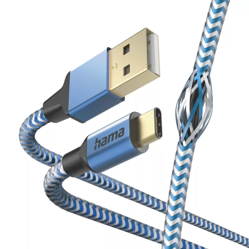 Hama Reflective USB kabelis USB 2.0 1.5 m USB A USB C Zils