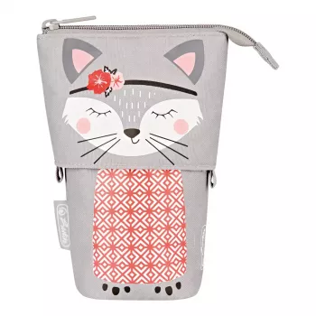 Mīksts penālis Herlitz Kitty, poliesters, pelēks/rozā/balts