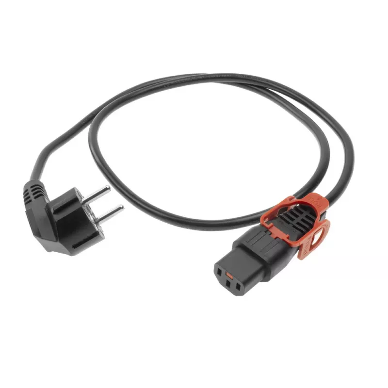 ACT barošanas vads CEE 7/7 (leņķa) - C13 IEC Lock+ melns 2 m, EL332S, 5 komplekts