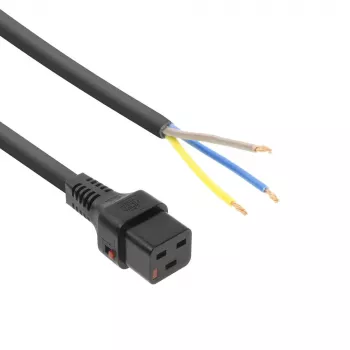 ACT barošanas vads C19 IEC Lock - atvērts gals melns 2 m, PC1174, 5 komplekts