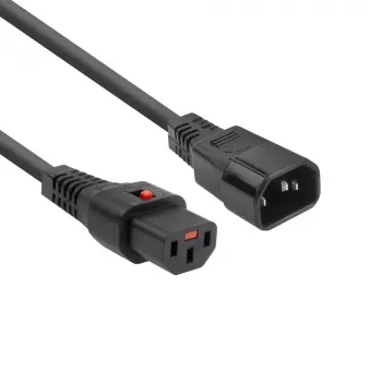 ACT barošanas kabelis C13 IEC Lock - C14 melns 2 m, PC1021, 5 komplektā