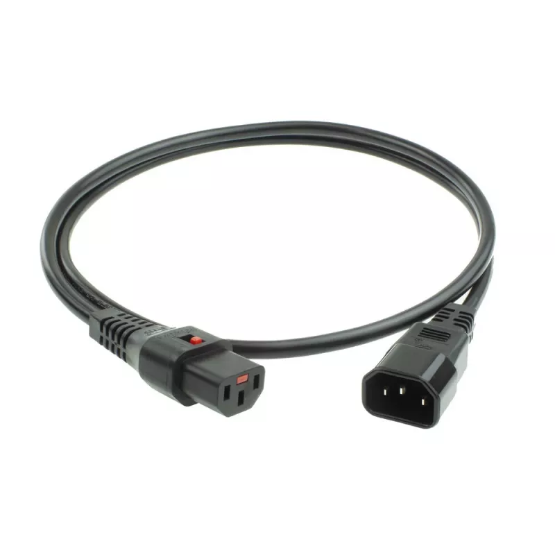 ACT barošanas kabelis C13 IEC Lock - C14 melns 2 m, PC1021, 5 komplektā