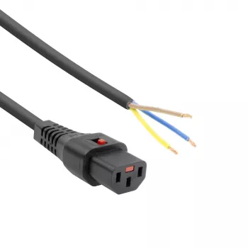 ACT Powercord C13 IEC Lock - atvērts gals 2 m, PC1025, 5 komplektā