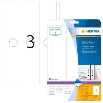 Failu etiķetes HERMA 5159 A4 59x297 mm balta matēta necaurspīdīga
