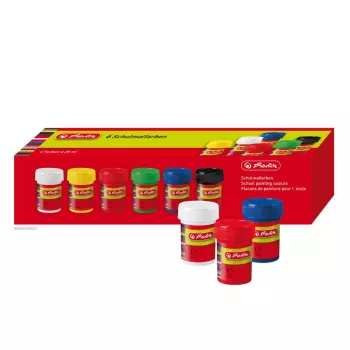 Ūdens bāzes krāsu komplekts Herlitz 8643025 Melna Zila Zaļa Sarkana Balta Dzeltena 25 ml Burka 6 gab.