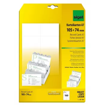 Nelīmējošās kartītes Sigel LP701 160 gab. Baltas Taisnstūris
