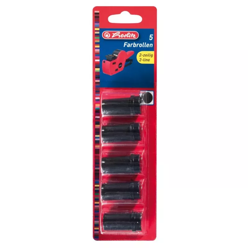 Herlitz 10956282 marķēšanas lente, melna, 5 ruļļi blisterī
