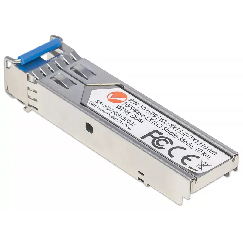 Intellinet SFP optiskais modulis, Gigabit Fiber WDM divvirzienu, 1000Base-Lx (LC) vienmoda ports, 10 km, viļņu garumi: uztveršana 1550nm, pārraide 1310nm