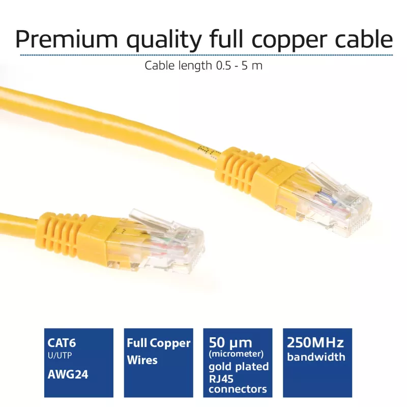 ACT Yellow 7 metru U/UTP CAT6 savienojuma kabelis ar RJ45 savienotājiem