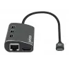 Manhattan USB-C Doks/Hubs ar karšu lasītāju, Porti (x6): Ethernet, HDMI, USB-A (x3) un USB-C, ar Power Delivery (100W) uz USB-C portu, Universāls visām ierīcēm, Alumīnijs