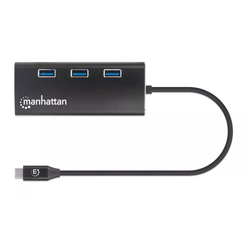 Manhattan USB-C Doks/Hubs ar karšu lasītāju, Porti (x6): Ethernet, HDMI, USB-A (x3) un USB-C, ar Power Delivery (100W) uz USB-C portu, Universāls visām ierīcēm, Alumīnijs