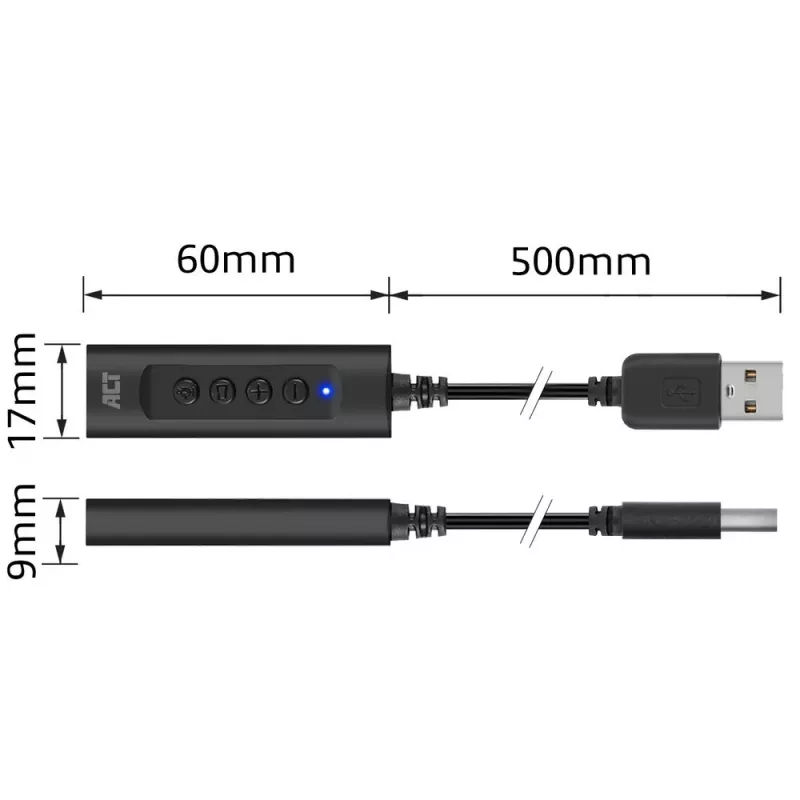 ACT AC9360 ārējā skaņas karte USB 3.5 mm austiņu pieslēgums 4 pogas