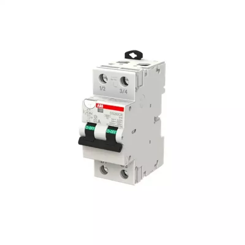 ABB DS202CR B16 A30 kombinētais automātiskais slēdzis ar noplūdes aizsardzību — B tips, A tipa noplūde, 16 A, 4000 V, 36×72×86 mm