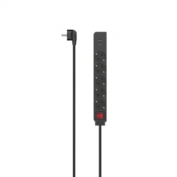 Hama 00223184 pagarinātājs 1.4 m 5 AC kontaktligzdas Melns
