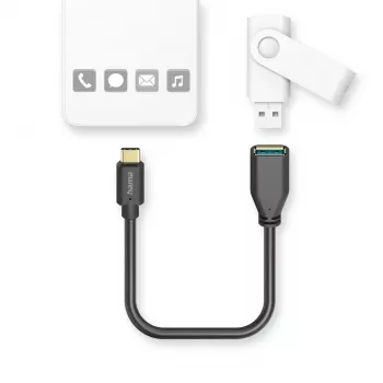 Hama 00125105 USB kabelis USB 3.2 Gen 1 (3.1 Gen 1) 0.15 m USB A USB C Melns