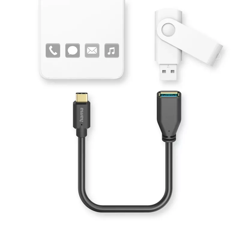 Hama 00125105 USB kabelis USB 3.2 Gen 1 (3.1 Gen 1) 0.15 m USB A USB C Melns