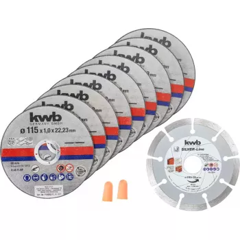 Griešanas disku komplekts KWB 712032 alumīnijam, nerūsējošajam tēraudam, akmenim 2,2 cm