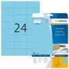 Pašlīmējošās printera uzlīmes HERMA Krāsainās uzlīmes A4 70x37 mm zilas