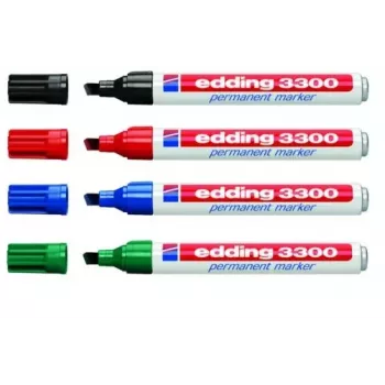 Permanentais marķieris Edding 3300 ar slīpo galu, melns, zils, zaļš, sarkans