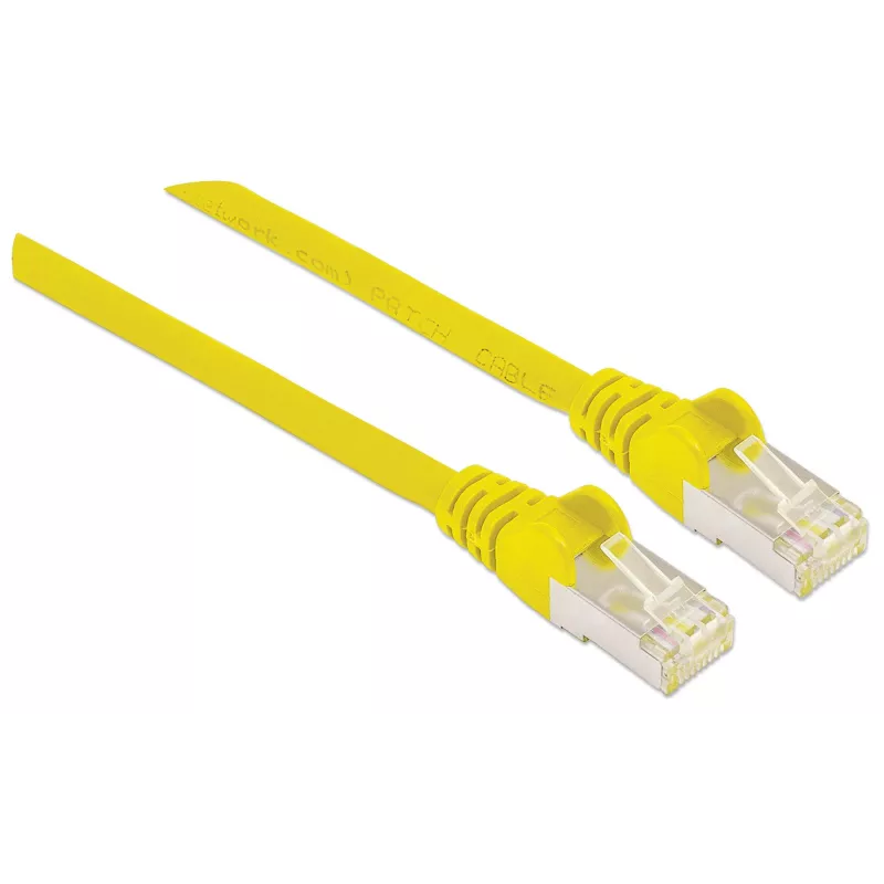 Intellinet tīkla vads, Cat6, 2m, Dzeltens, Varš, S/FTP, LSOH / LSZH, PVC, RJ45, Zeltīti kontakti, Bezāķa, Ar aizsargvāciņu, Mūža garantija