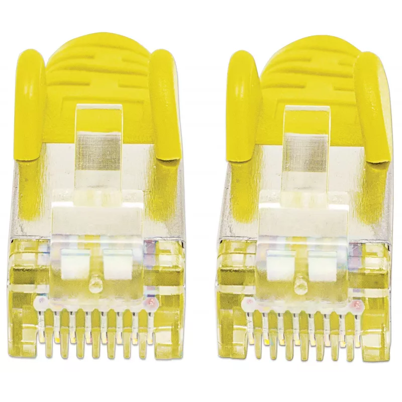 Intellinet tīkla vads, Cat6, 2m, Dzeltens, Varš, S/FTP, LSOH / LSZH, PVC, RJ45, Zeltīti kontakti, Bezāķa, Ar aizsargvāciņu, Mūža garantija