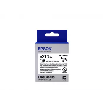 Epson LK-7WBA21 termokameras caurulīšu lente melnā/baltā krāsā 21mm (2.5m)