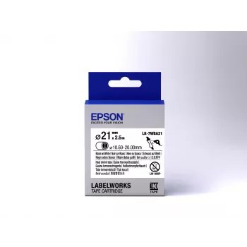 Epson LK-7WBA21 termokameras caurulīšu lente melnā/baltā krāsā 21mm (2.5m)