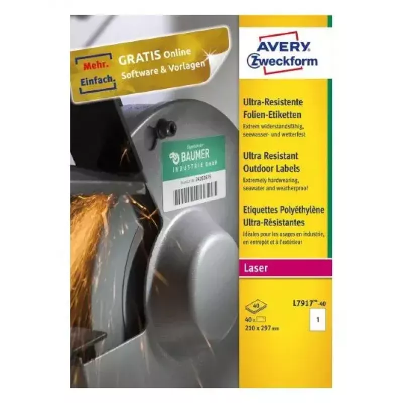 Pašlīmējošā printera etiķete Avery L7917-40