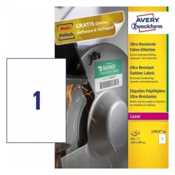 Pašlīmējošā printera etiķete Avery L7917-40