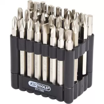 KS Tools 911.7550 Skrūvgriežu uzgaļu komplekts — 32 gab., niķelēti, 75 mm, 1/4 collas sešstūra kāts