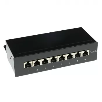 ACT FA7001 virsmas montāžas ekranēta 8-portu CAT6A kārba, melna, 173×109×44 mm, 110/Krone