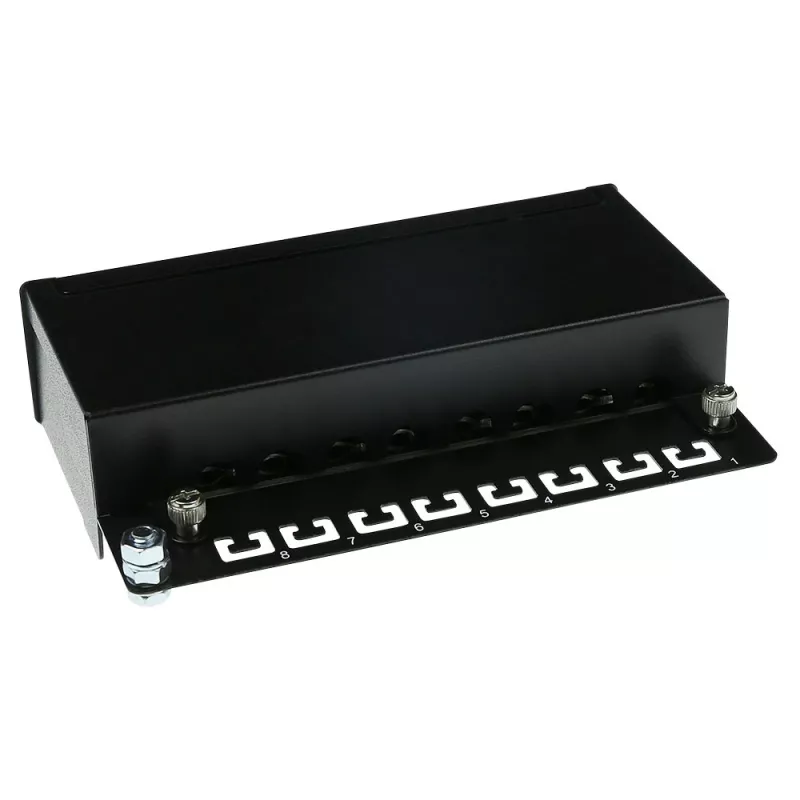 ACT FA7001 virsmas montāžas ekranēta 8-portu CAT6A kārba, melna, 173×109×44 mm, 110/Krone