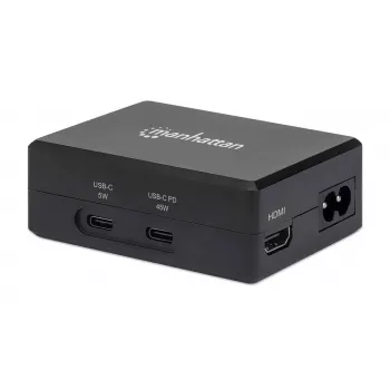 Manhattan Smart Video Multiport Dokstacija, HDMI, USB-A (x2), USB-C (x2), ar Power Delivery, iebūvēts barošanas bloks, melna