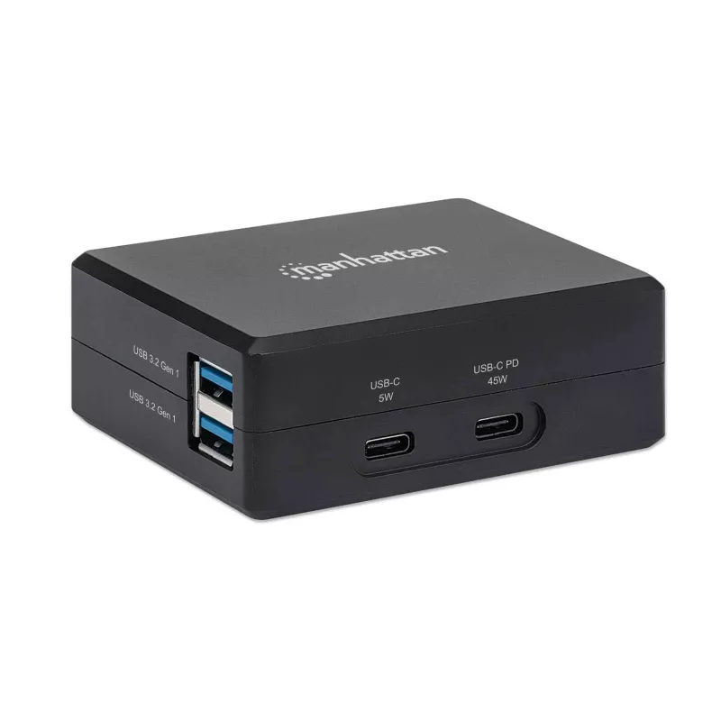 Manhattan Smart Video Multiport Dokstacija, HDMI, USB-A (x2), USB-C (x2), ar Power Delivery, iebūvēts barošanas bloks, melna