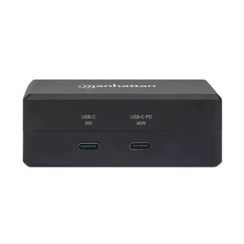 Manhattan Smart Video Multiport Dokstacija, HDMI, USB-A (x2), USB-C (x2), ar Power Delivery, iebūvēts barošanas bloks, melna