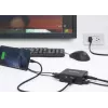 Manhattan Smart Video Multiport Dokstacija, HDMI, USB-A (x2), USB-C (x2), ar Power Delivery, iebūvēts barošanas bloks, melna