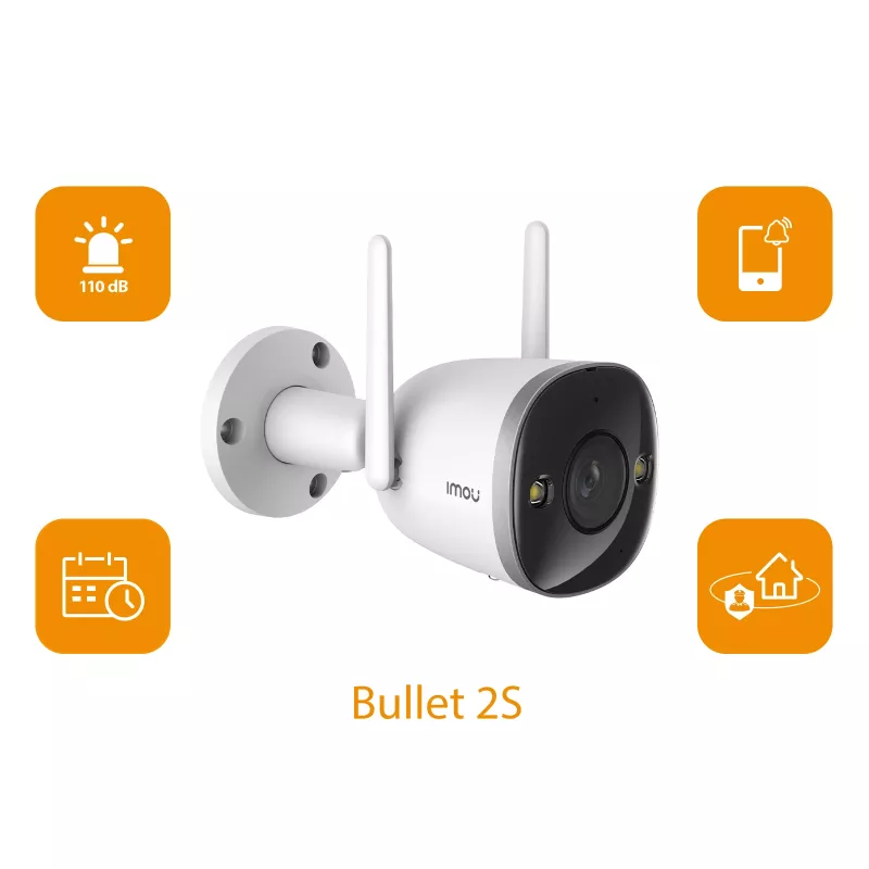Imou Bullet 2S IP drošības kamera, āra, 1080P, krāsu nakts redzamība, H.265